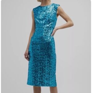 Black Friday sale : Badgley Mischka teal sequined dress, Size 4